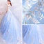 Chic / Belle Bleu Ciel Robe De Bal 2018 Princesse De l'épaule Manches Courtes Appliques En Dentelle Paillettes Perle Cristal Chapel Train Volants Dos Nu Robe De Ceremonie