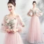 Flower Fairy Pearl Pink See-through Evening Dresses  2018 A-Line / Princess Scoop Neck Long Sleeve Flower Pearl Appliques Lace Chapel Train Ruffle Backless Formal Dresses