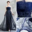 Bling Bling Marineblau Abendkleider 2018 Empire Bandeau Ärmellos Kristall Pailletten Sweep / Pinsel Zug Rüschen Rückenfreies Festliche Kleider