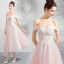 Discount Pearl Pink Homecoming Graduation Dresses 2018 A-Line / Princess Off-The-Shoulder Short Sleeve Appliques Lace Beading Tea-length Ruffle Backless Formal Dresses