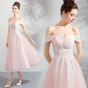 Rabatt Pearl Rosa Heimkehr Abiballkleider 2018 A Linie Off Shoulder Kurze Ärmel Applikationen Mit Spitze Perlenstickerei Wadenlang Rüschen Rückenfreies Festliche Kleider