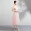 Discount Pearl Pink Homecoming Graduation Dresses 2018 A-Line / Princess Off-The-Shoulder Short Sleeve Appliques Lace Beading Tea-length Ruffle Backless Formal Dresses