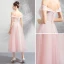 Discount Pearl Pink Homecoming Graduation Dresses 2018 A-Line / Princess Off-The-Shoulder Short Sleeve Appliques Lace Beading Tea-length Ruffle Backless Formal Dresses