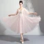 Chic / Beautiful Pearl Pink Homecoming Graduation Dresses 2018 A-Line / Princess V-Neck 1/2 Sleeves Appliques Lace Beading Tea-length Ruffle Backless Formal Dresses