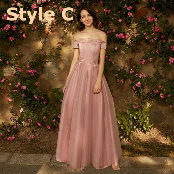 Chic / Belle Perle Rose Robe Demoiselle D'honneur 2018 Princesse Appliques Percé En Dentelle Longue Volants Dos Nu Robe Pour Mariage