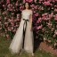 Elegant Champagne White Bridesmaid Dresses 2018 A-Line / Princess Off-The-Shoulder Short Sleeve Pearl Sash Backless Wedding Party Dresses