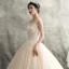 Chic / Beautiful Champagne Wedding Dresses 2018 A-Line / Princess Spaghetti Straps Sleeveless Backless Spotted Tulle Appliques Lace Floor-Length / Long Ruffle