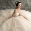 Chic / Beautiful Champagne Wedding Dresses 2018 A-Line / Princess Spaghetti Straps Sleeveless Backless Spotted Tulle Appliques Lace Floor-Length / Long Ruffle