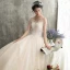 Chic / Beautiful Champagne Wedding Dresses 2018 A-Line / Princess Spaghetti Straps Sleeveless Backless Spotted Tulle Appliques Lace Floor-Length / Long Ruffle