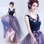 Chic / Beautiful Navy Blue Prom Dresses 2018 A-Line / Princess V-Neck Sleeveless Appliques Lace Pearl Floor-Length / Long Ruffle Backless Formal Dresses