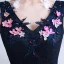 Chic / Beautiful Navy Blue Prom Dresses 2018 A-Line / Princess V-Neck Sleeveless Appliques Lace Pearl Floor-Length / Long Ruffle Backless Formal Dresses