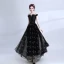 Modern / Fashion Black Prom Dresses 2018 A-Line / Princess Amazing / Unique Off-The-Shoulder Short Sleeve Embroidered Floor-Length / Long Backless Formal Dresses