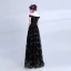 Modern / Fashion Black Prom Dresses 2018 A-Line / Princess Amazing / Unique Off-The-Shoulder Short Sleeve Embroidered Floor-Length / Long Backless Formal Dresses