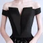 Modern / Fashion Black Prom Dresses 2018 A-Line / Princess Amazing / Unique Off-The-Shoulder Short Sleeve Embroidered Floor-Length / Long Backless Formal Dresses