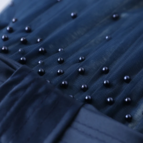 Schöne Marineblau Ballkleider 2018 Ballkleid V-Ausschnitt Ärmellos Perle Schleife Stoffgürtel Drucken Lange Rüschen Rückenfreies Festliche Kleider