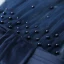 Schöne Marineblau Ballkleider 2018 Ballkleid V-Ausschnitt Ärmellos Perle Schleife Stoffgürtel Drucken Lange Rüschen Rückenfreies Festliche Kleider
