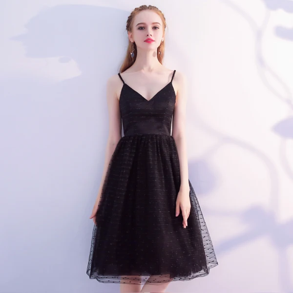 Modest Simple Black Homecoming Graduation Dresses 2018 A-Line Princess Spaghetti Straps Modest Simple Black Homecoming Graduation Dresses 2018 A-Line Princess Spaghetti Straps