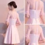 Simple Rougissant Rose Transparentes de retour Robe De Graduation 2018 Princesse Encolure Dégagée Manches Courtes Courte Volants Robe De Ceremonie
