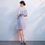 Simple Gris Transparentes de retour Robe De Graduation 2018 Princesse Encolure Dégagée Manches Courtes Courte Volants Fendue devant Robe De Ceremonie