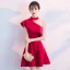 Chic / Beautiful Red Homecoming Graduation Dresses 2018 A-Line / Princess Halter Strapless Sleeveless Short Ruffle Formal Dresses