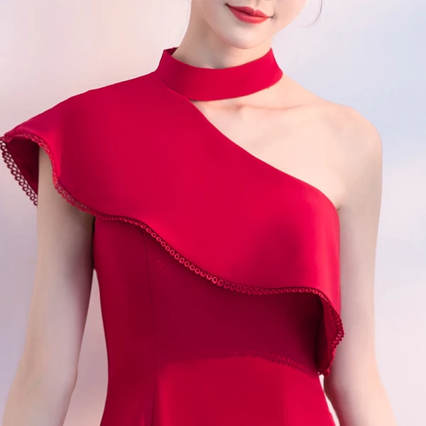 Chic / Beautiful Red Homecoming Graduation Dresses 2018 A-Line / Princess Halter Strapless Sleeveless Short Ruffle Formal Dresses