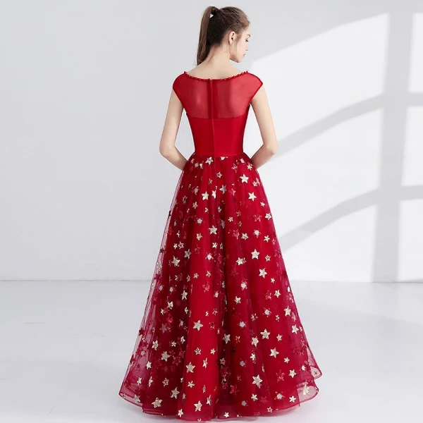 Chic / Beautiful Red Evening Dresses 2017 A-Line / Princess Pearl V-Neck Sleeveless Sequins Floor-Length / Long Ruffle Pierced Formal Dresses