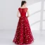 Chic / Beautiful Red Evening Dresses  2017 A-Line / Princess Pearl V-Neck Sleeveless Sequins Floor-Length / Long Ruffle Pierced Formal Dresses
