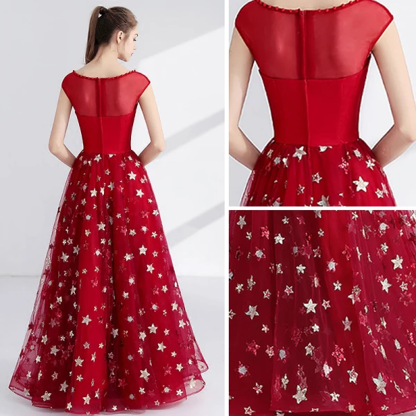 Chic / Beautiful Red Evening Dresses 2017 A-Line / Princess Pearl V-Neck Sleeveless Sequins Floor-Length / Long Ruffle Pierced Formal Dresses