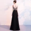 Luxe Noire Chiffon Robe De Soirée 2018 Empire Bretelles Spaghetti Sans Manches Faux Diamant Perlage Longue Volants Dos Nu Robe De Ceremonie