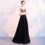 Luxe Noire Chiffon Robe De Soirée 2018 Empire Bretelles Spaghetti Sans Manches Faux Diamant Perlage Longue Volants Dos Nu Robe De Ceremonie