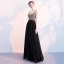 Luxe Noire Chiffon Robe De Soirée 2018 Empire Bretelles Spaghetti Sans Manches Faux Diamant Perlage Longue Volants Dos Nu Robe De Ceremonie