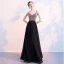 Luxe Noire Chiffon Robe De Soirée 2018 Empire Bretelles Spaghetti Sans Manches Faux Diamant Perlage Longue Volants Dos Nu Robe De Ceremonie