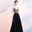 Luxe Noire Chiffon Robe De Soirée 2018 Empire Bretelles Spaghetti Sans Manches Faux Diamant Perlage Longue Volants Dos Nu Robe De Ceremonie