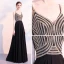 Luxe Noire Chiffon Robe De Soirée 2018 Empire Bretelles Spaghetti Sans Manches Faux Diamant Perlage Longue Volants Dos Nu Robe De Ceremonie
