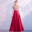 Luxury / Gorgeous Red Evening Dresses  2018 A-Line / Princess High Neck Short Sleeve Rhinestone Beading Sequins Floor-Length / Long Ruffle Formal Dresses
