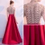 Luxury / Gorgeous Red Evening Dresses  2018 A-Line / Princess High Neck Short Sleeve Rhinestone Beading Sequins Floor-Length / Long Ruffle Formal Dresses