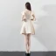 Modest / Simple Champagne Homecoming Graduation Dresses 2018 A-Line / Princess Off-The-Shoulder Short Sleeve Short Ruffle Backless Formal Dresses