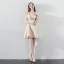 Modest / Simple Champagne Homecoming Graduation Dresses 2018 A-Line / Princess Off-The-Shoulder Short Sleeve Short Ruffle Backless Formal Dresses