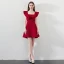 Modest / Simple Champagne Homecoming Graduation Dresses 2018 A-Line / Princess Off-The-Shoulder Short Sleeve Short Ruffle Backless Formal Dresses