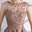 Chic / Beautiful Champagne Homecoming Graduation Dresses 2017 A-Line / Princess Scoop Neck Sleeveless Appliques Flower Metal Sash Short Pierced Formal Dresses