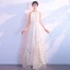 Chic / Belle Champagne Robe De Soirée 2018 Princesse Bustier 1/2 Manches Glitter Paillettes Longue Volants Robe De Ceremonie