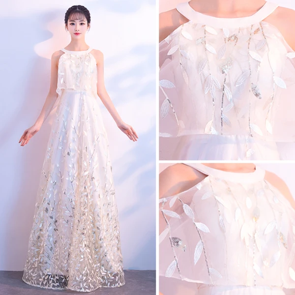 Chic / Belle Champagne Robe De Soirée 2018 Princesse Bustier 1/2 Manches Glitter Paillettes Longue Volants Robe De Ceremonie