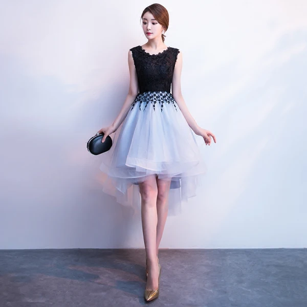 dark grey homecoming dresses Ombreprom Homecoming Dress Champagne Spaghetti Strap Tulle Short main image 0