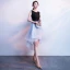 Chic / Beautiful Black Grey Homecoming Graduation Dresses 2018 A-Line / Princess Scoop Neck Sleeveless Appliques Lace Asymmetrical Ruffle Formal Dresses