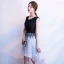 Chic / Beautiful Black Grey Homecoming Graduation Dresses 2018 A-Line / Princess Scoop Neck Sleeveless Appliques Lace Asymmetrical Ruffle Formal Dresses