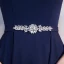 Chic / Belle Bleu Marine Transparentes Robe De Soirée 2018 Princesse Encolure Dégagée Manches Courtes Faux Diamant Ceinture Thé Longueur Volants Robe De Ceremonie