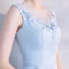 Elegant Sky Blue See-through Homecoming Graduation Dresses 2018 A-Line / Princess Scoop Neck Sleeveless Appliques Lace Pearl Tea-length Ruffle Backless