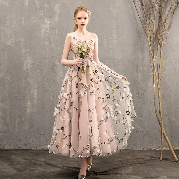 a line prom dresses 2018 A-Line Tulle Blue Long Prom Dress, Blue Formal Evening Dress with Bead –  shdress main image 0