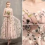 Flower Fairy Pearl Pink Prom Dresses 2018 A-Line / Princess See-through Scoop Neck Sleeveless Appliques Flower Tea-length Ruffle Backless Formal Dresses