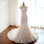 Elegant Champagne See-through Wedding Dresses 2018 Trumpet / Mermaid Scoop Neck Cap Sleeves Appliques Lace Pearl Beading Court Train Ruffle